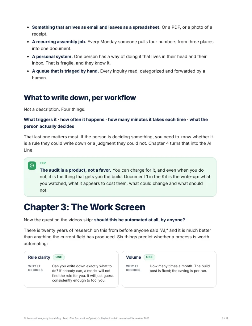 Playbook chapter 3: the work screen, and the verdict that says fix the process first