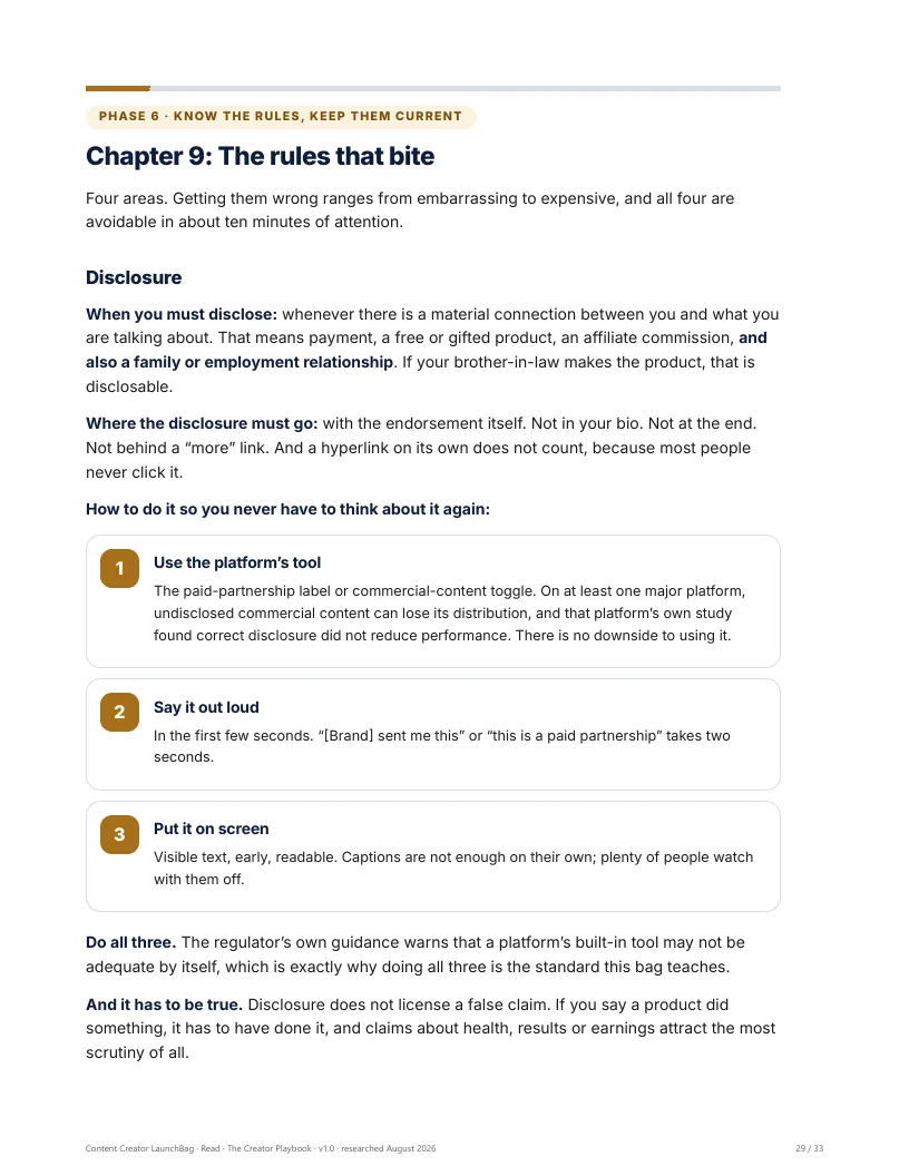 Playbook chapter 9: disclosure, music, AI and the rules that bite