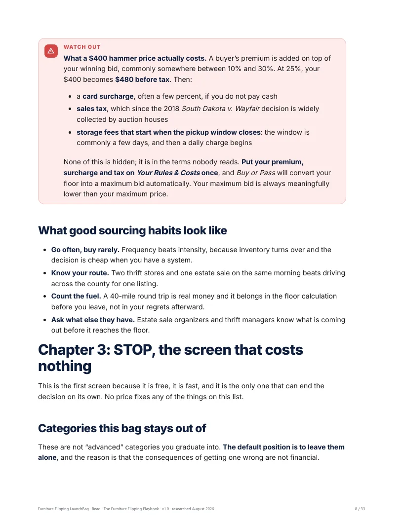 Playbook ch. 3: the categories to walk away from, and the conditions no price fixes