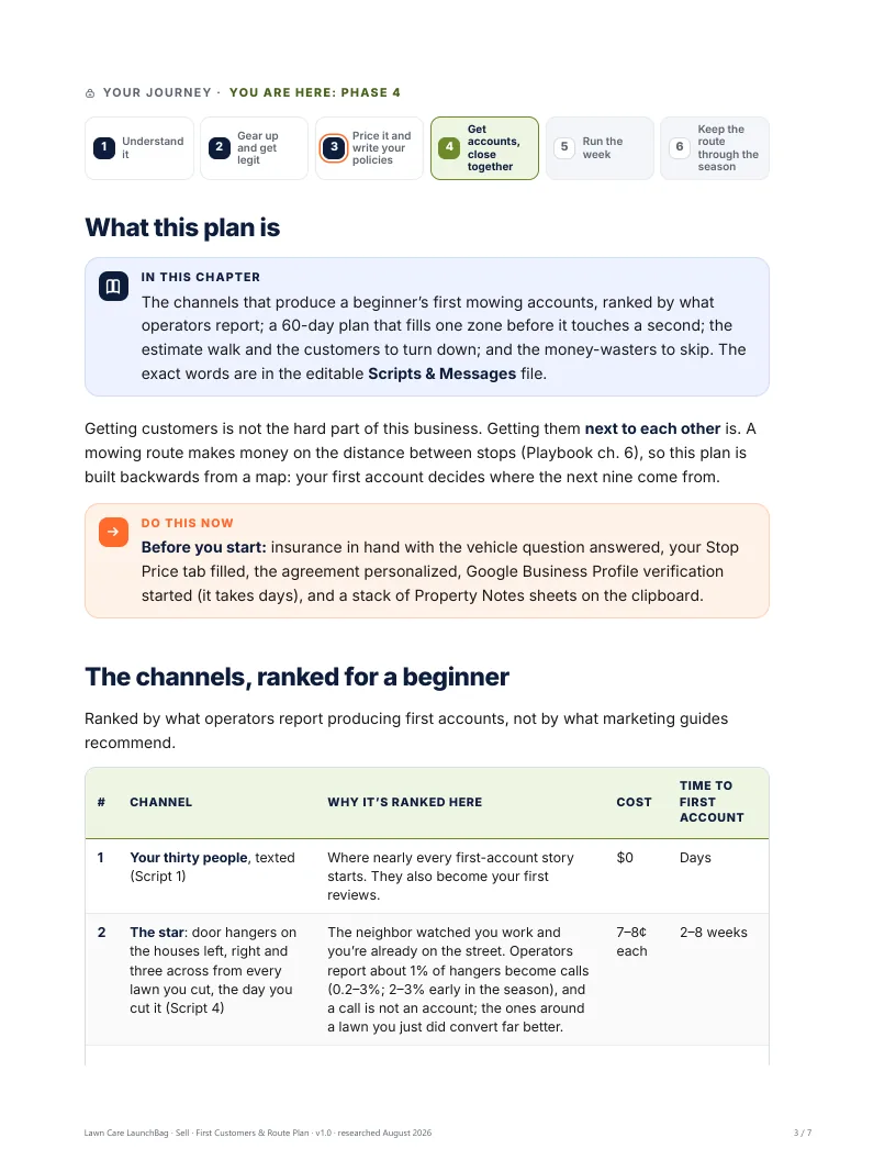 First Customers & Route Plan + Scripts & Messages: preview