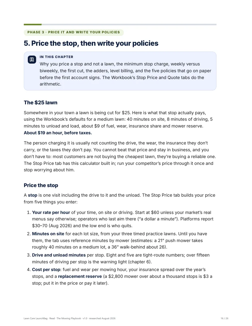 Playbook chapter 5: price the stop, then write your policies