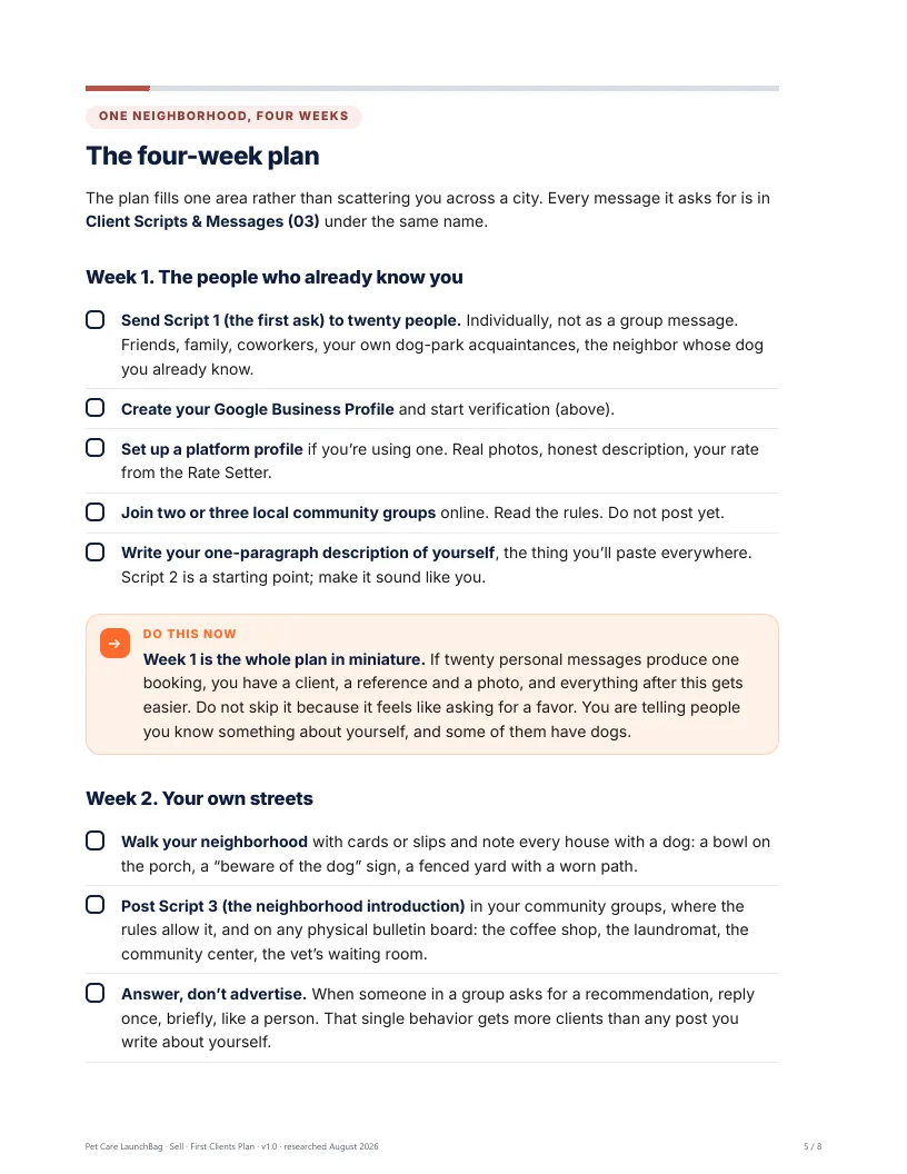 First Clients Plan & Scripts: preview
