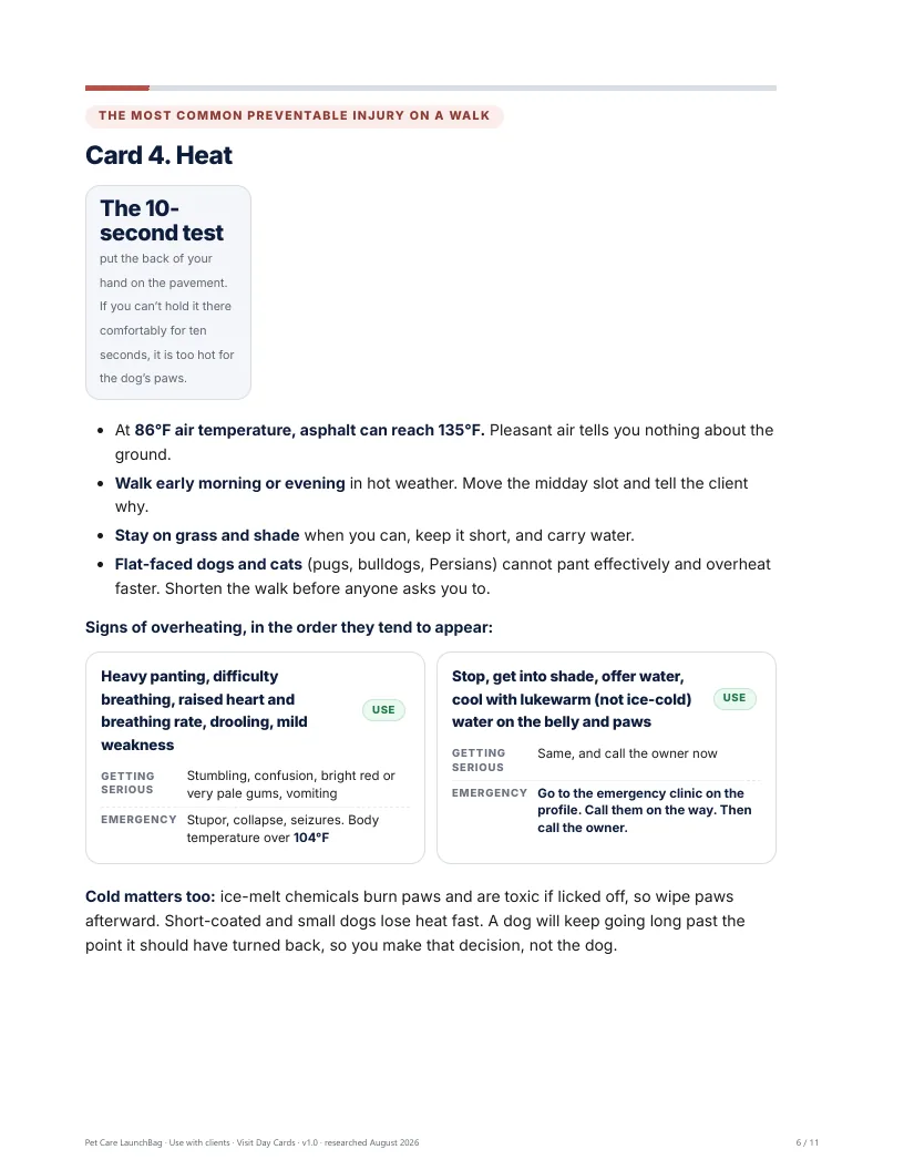 Visit Day Cards: the heat card, with the pavement test
