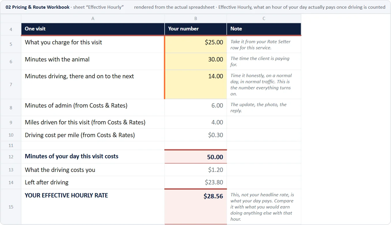 Pricing & Route Workbook: preview