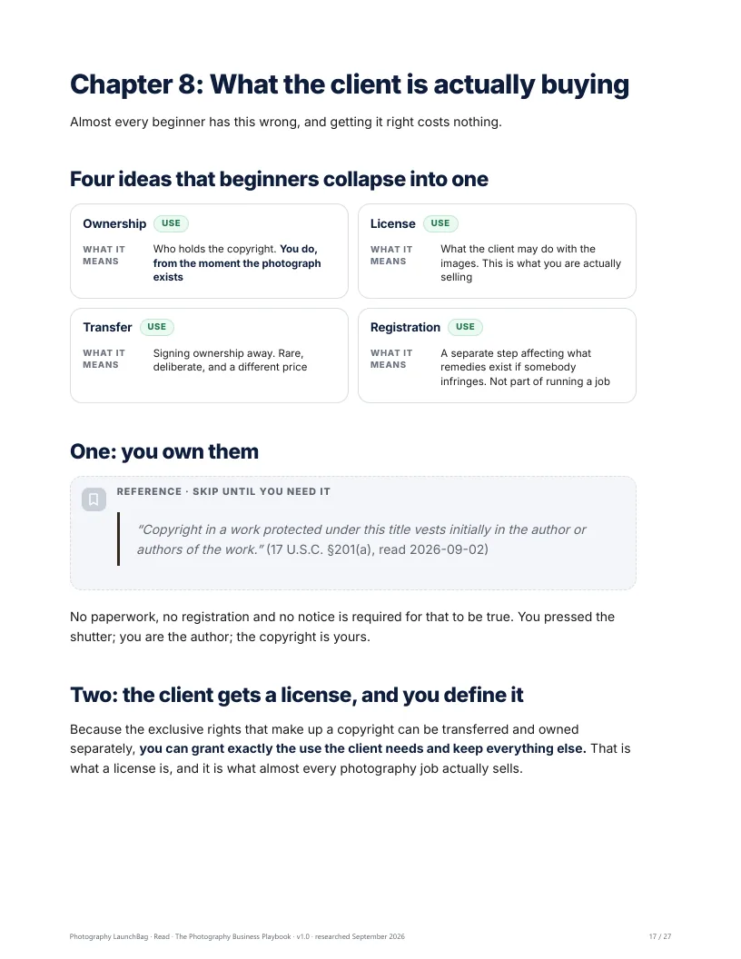 The chapter on what the client is actually buying