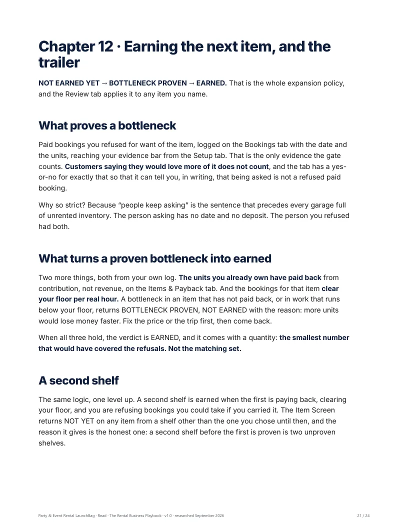 NOT EARNED YET → BOTTLENECK PROVEN → EARNED, and why being asked is not evidence
