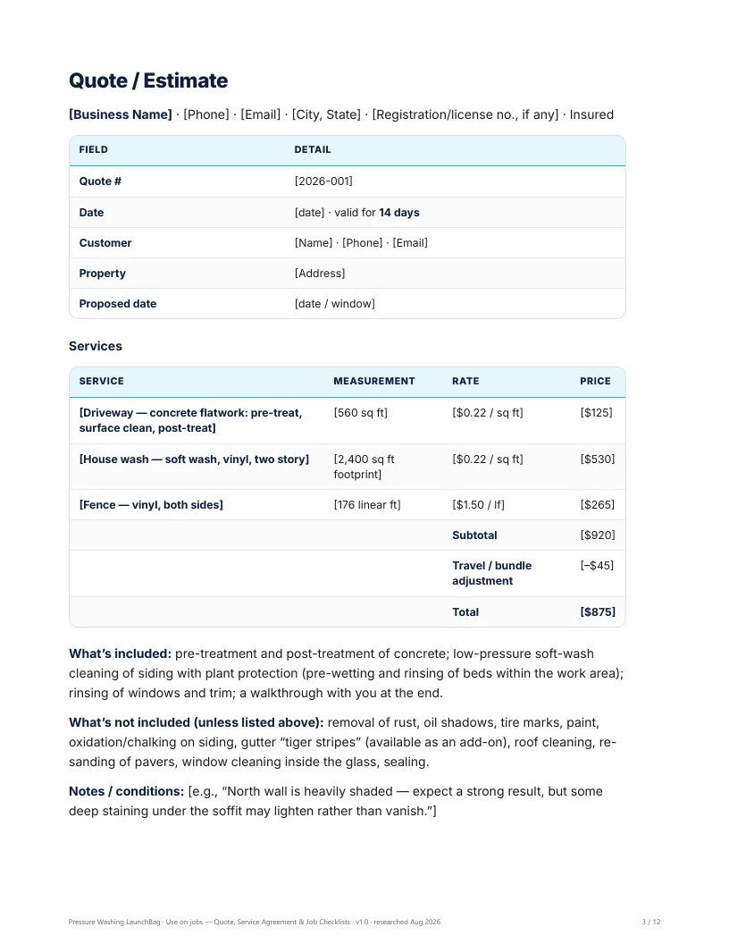 Quote, Agreement & Job Checklists preview