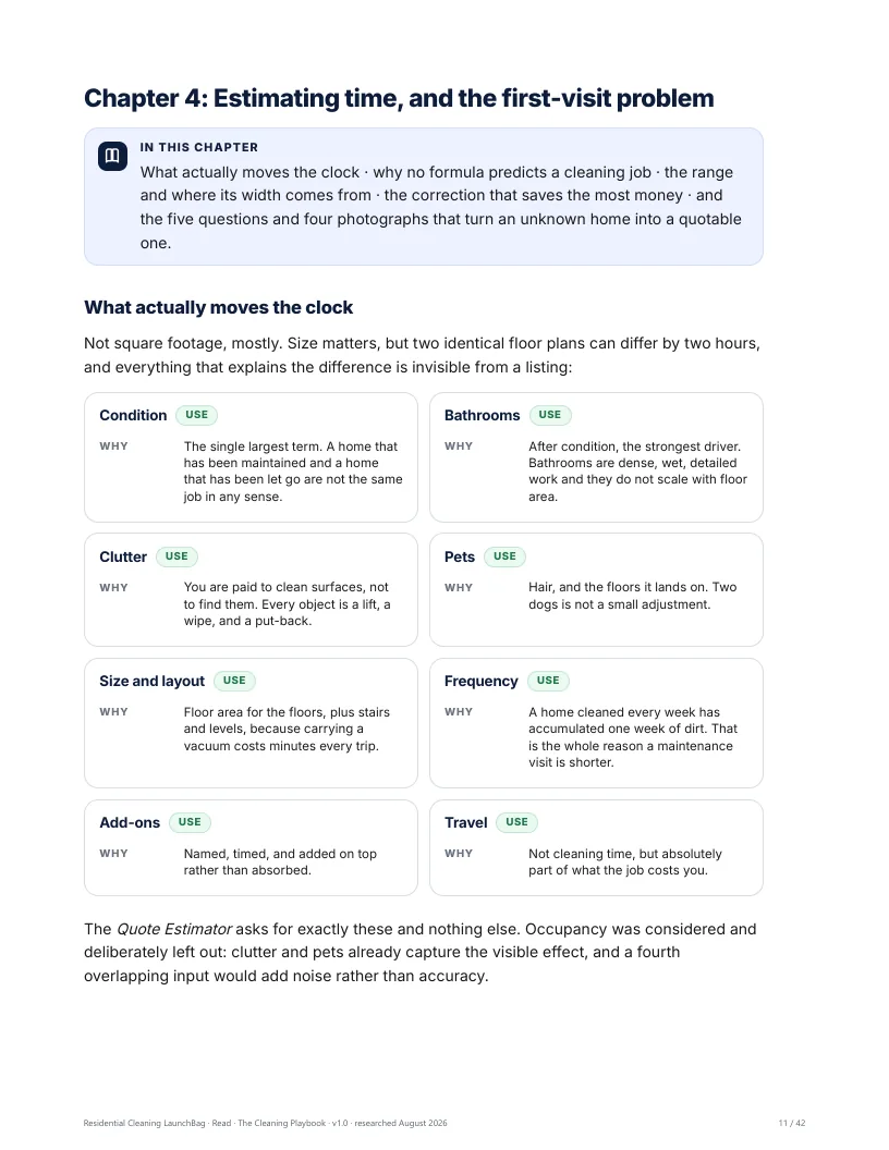Playbook chapter 4: what actually moves the clock, and the first-visit problem