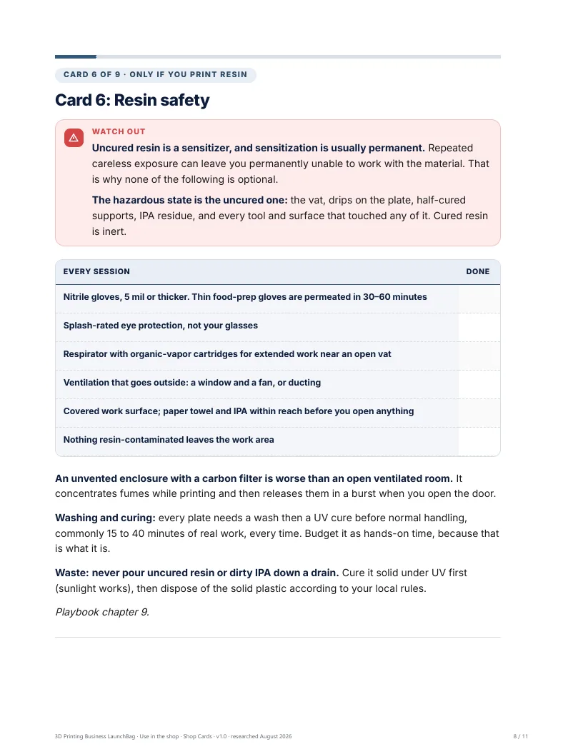 Shop Cards: resin safety, for the path that genuinely needs it