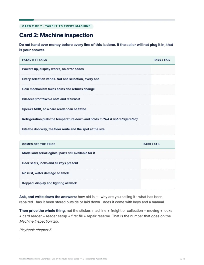 Route Cards: the machine inspection you take with you
